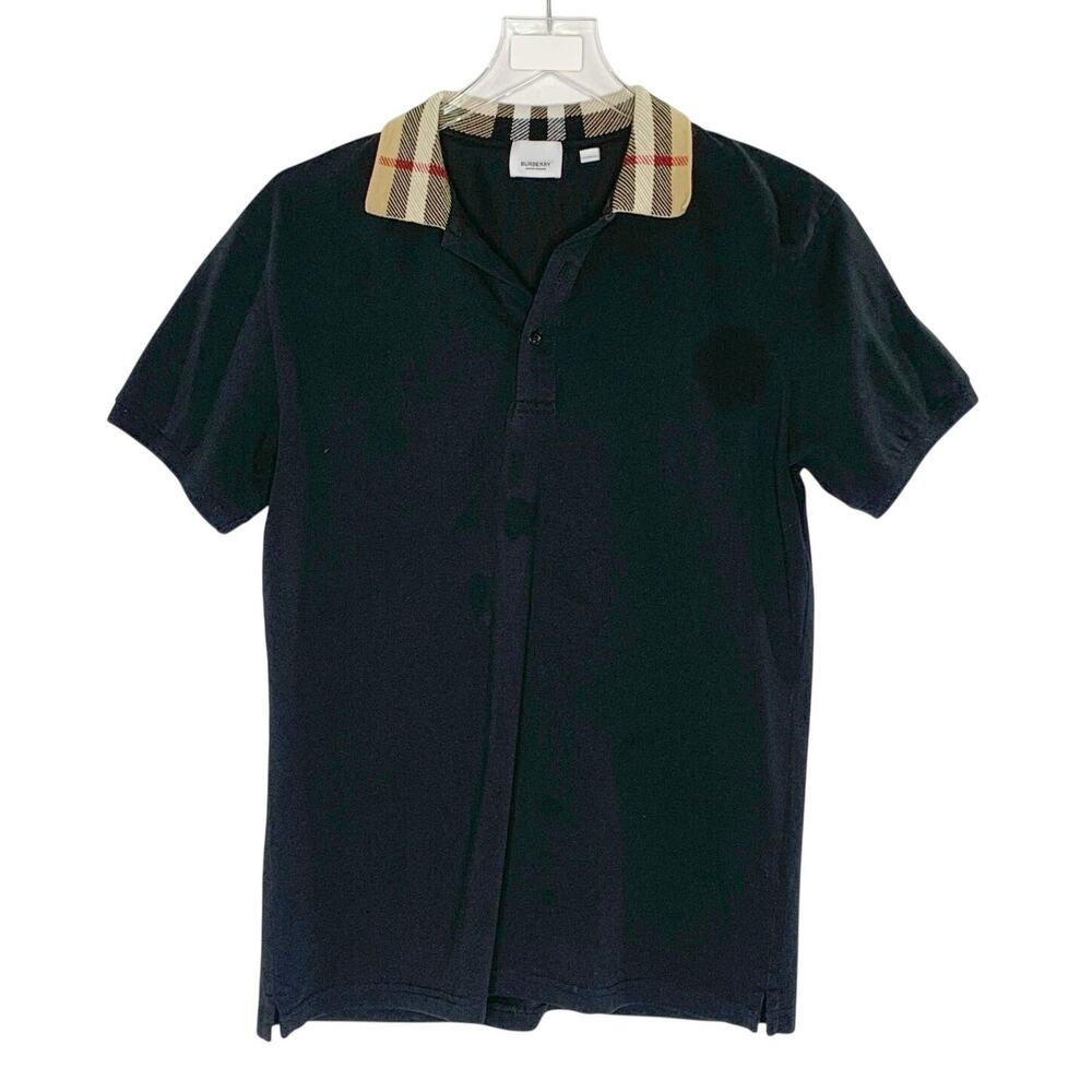Burberry Cody Check Collar Cotton Piqué Polo Shirt L Slim Fit Nova Check